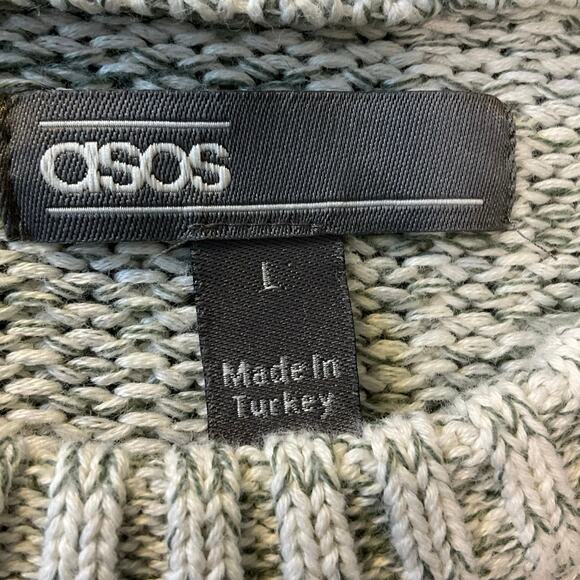 aSOS Green Ombré Crew Neck Long Sleeve Knit Cotton Sweater Size L - Picture 4 of 7